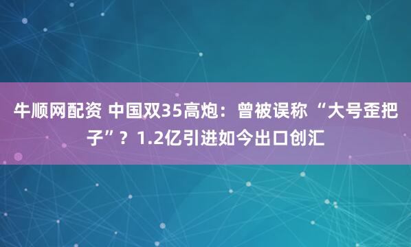 牛顺网配资 中国双35高炮：曾被误称 “大号歪把子”？1.2亿引进如今出口创汇